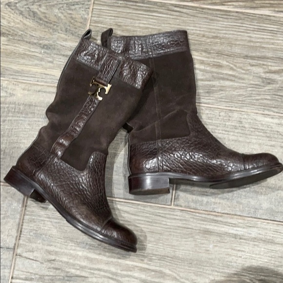 Brown Tory Burch Corey boots sz 8 - Picture 4 of 7